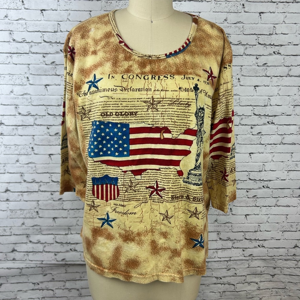 American Sweetheart | Patriotic Beige American Graphic Shirt size L